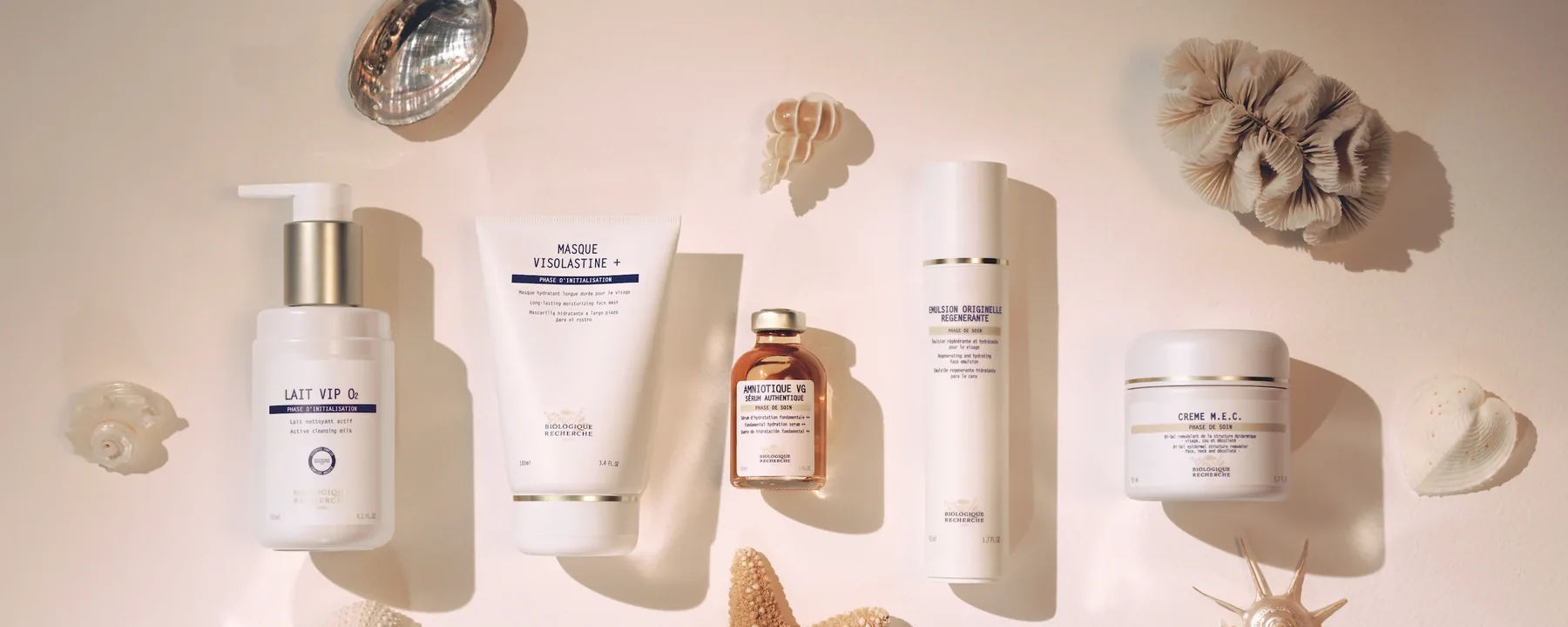 ผลิตภัณฑ์ Biologique Recherche — Lait VIP O2, Masque Visolastine+, Amniotique VG, Emulsion Originelle Régénérante และ Crème M.E.C. ที่ Peace Clinic แม่สอด